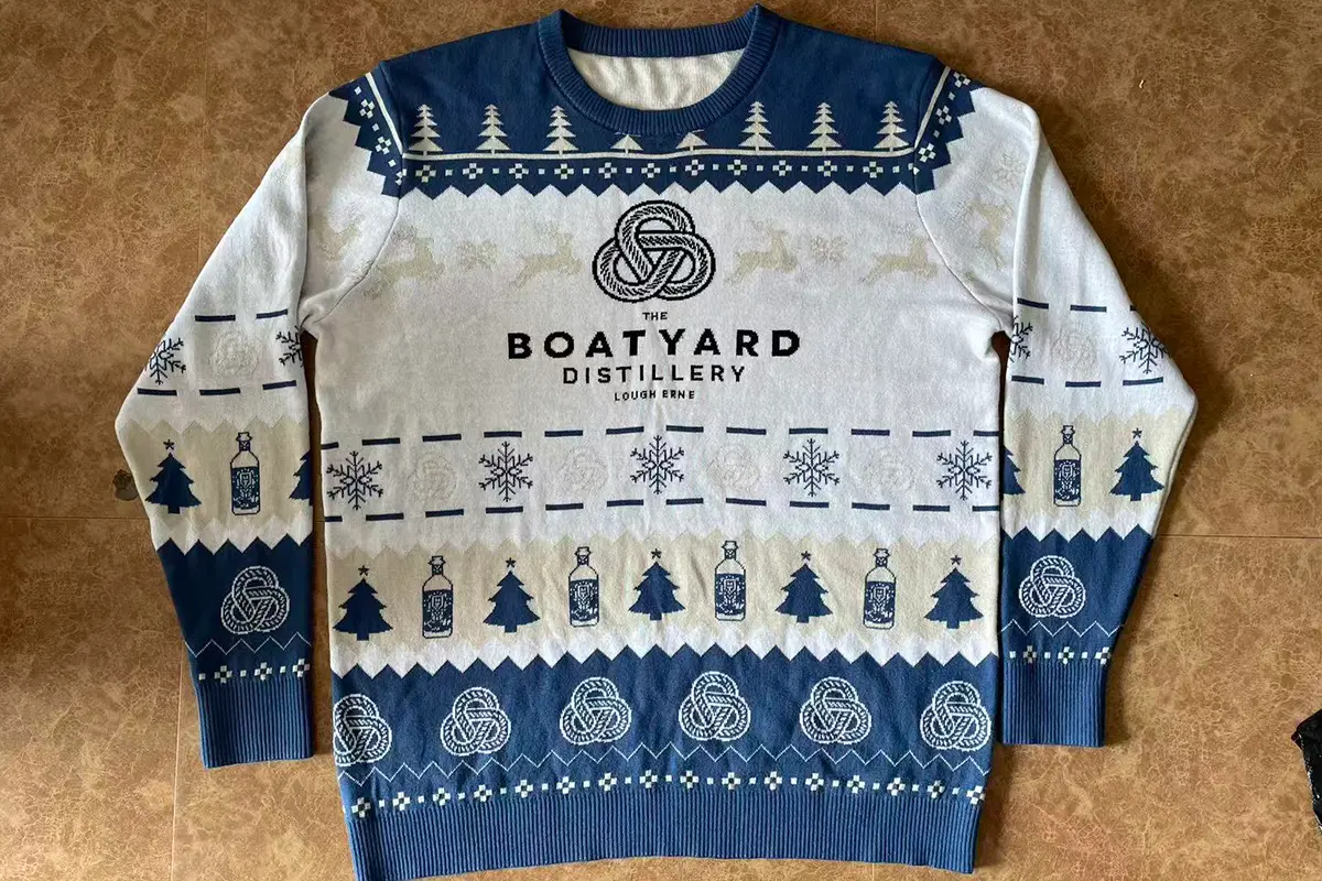 Logo placement options on a custom Christmas sweater design