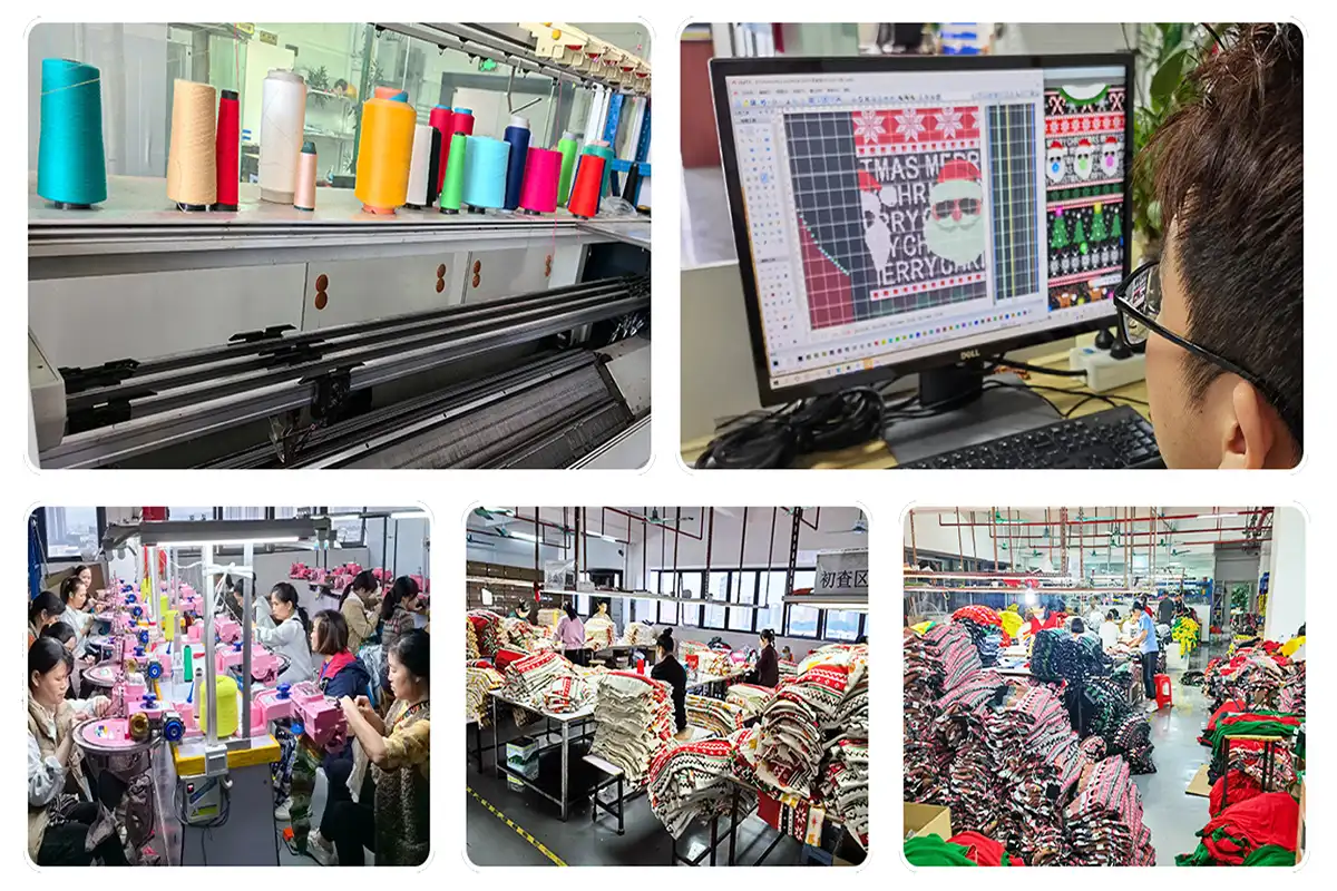 Factory process of custom Christmas sweater design-to-finish