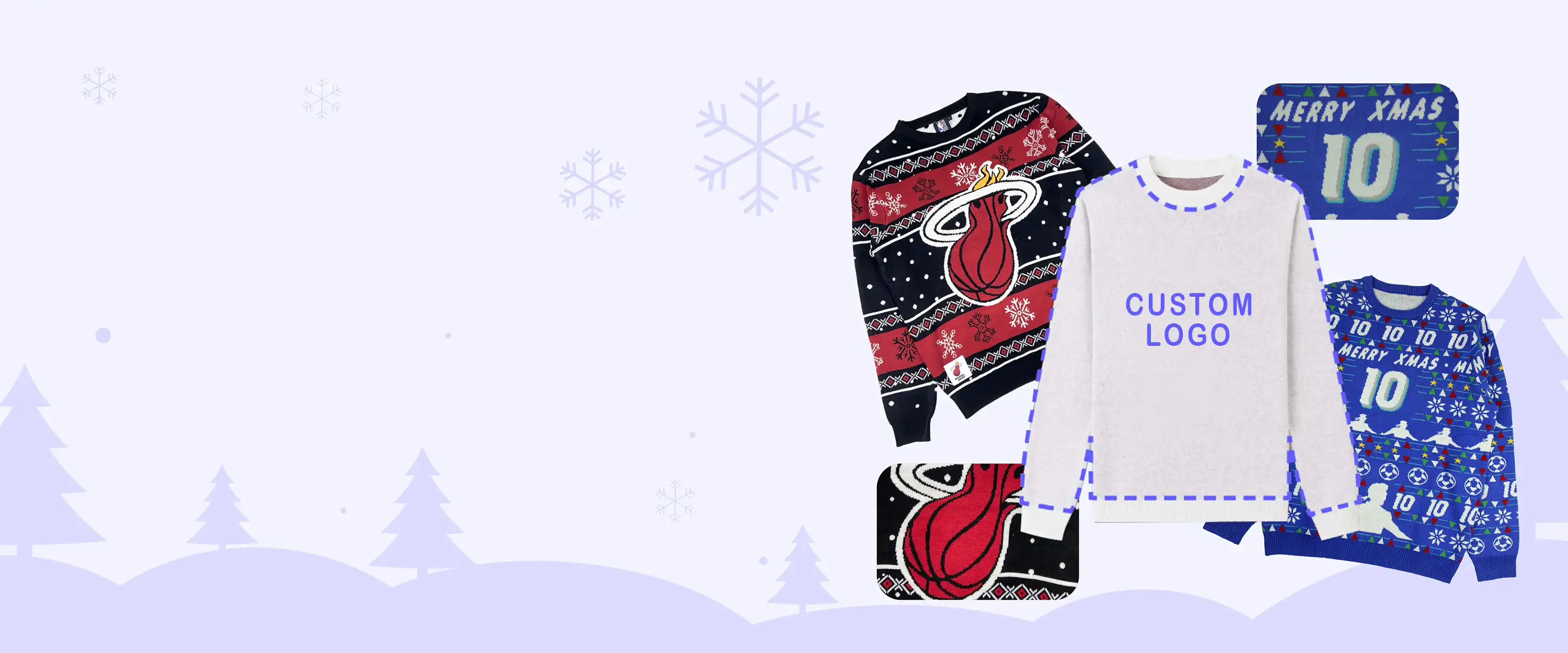 Custom knitted Christmas sweaters for football and basketball clubs