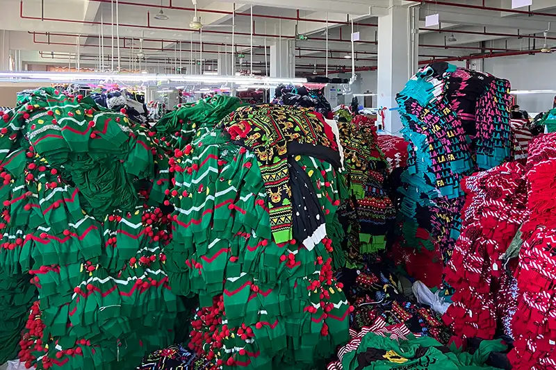 Part of a bulk production run for wholesale sweaters