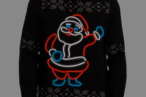 LED Santa light effect on Christmas sweater
