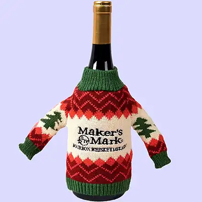 Custom bottle sweater designed for holiday gifting and promotions