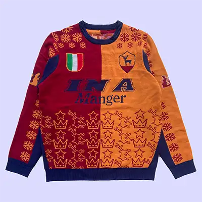 Custom football club Christmas jumper designed for team holiday events
