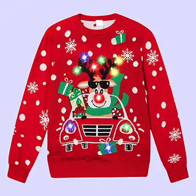 Custom LED light-up Christmas sweater with integrated festive lighting