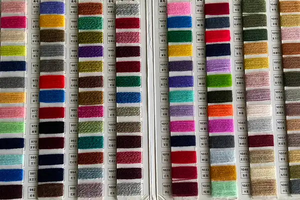 Recycled yarn color swatch book