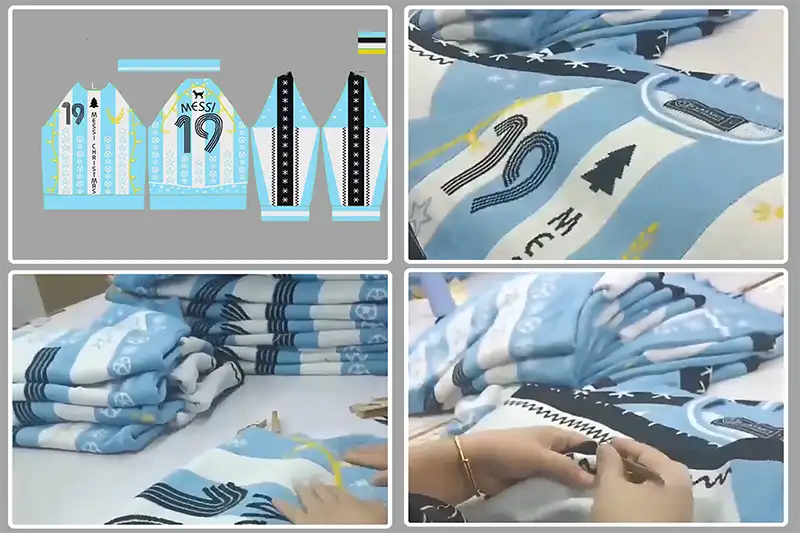 custom Christmas sweater project example from design concept to bulk production