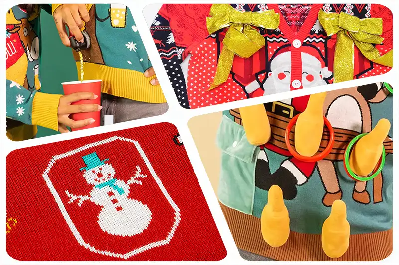 detailed craftsmanship of custom Christmas sweaters