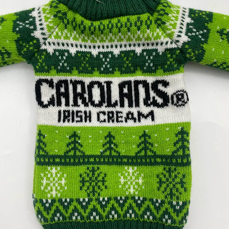 Back view holiday bottle sweater for Christmas campaign