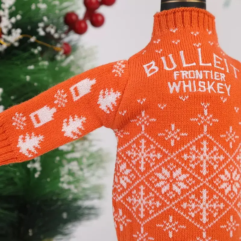 Close-up knitted stitches of bottle sweater