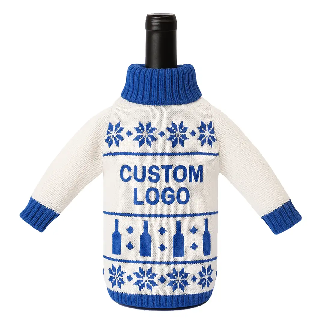 Custom logo knitted bottle sweater template for branding and promotions