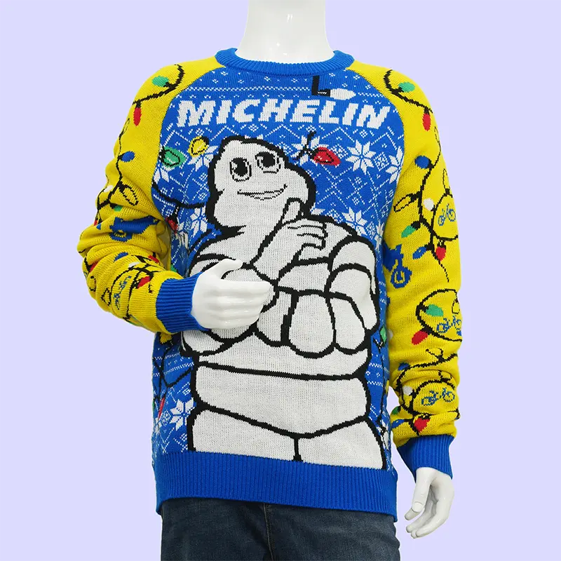 Custom crewneck Christmas sweater template with logo area