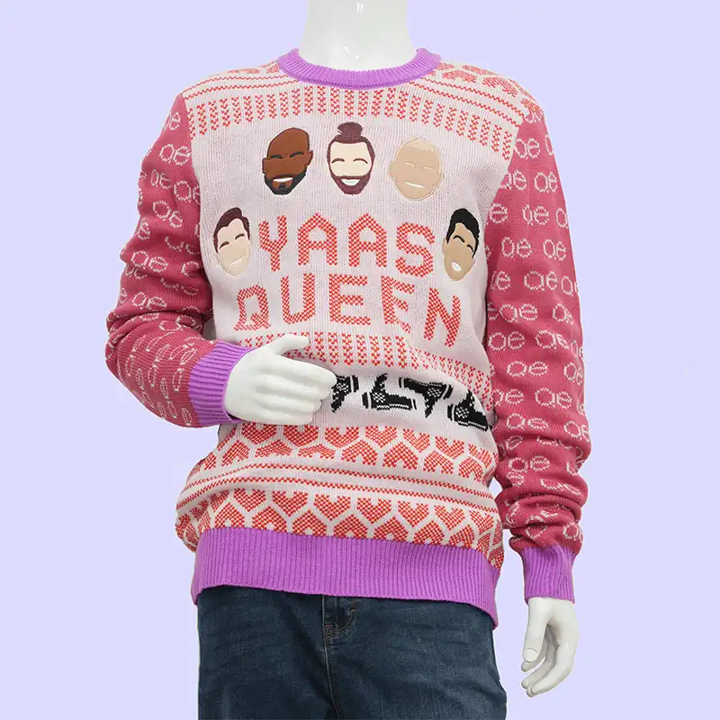 Front view custom team Christmas sweater
