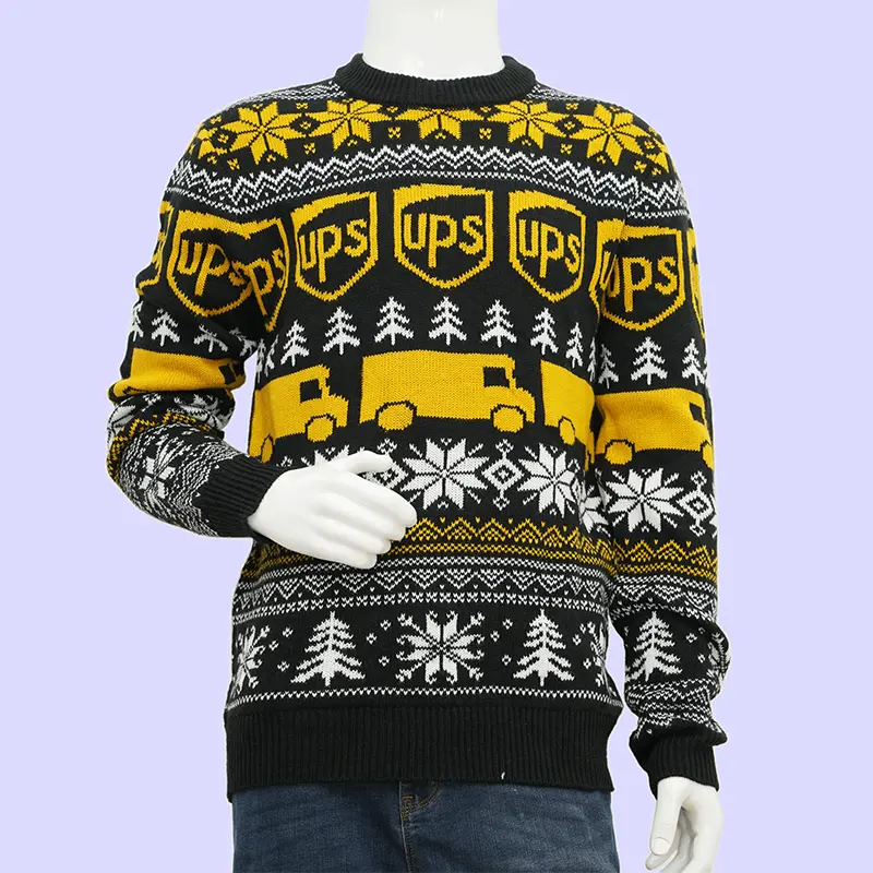 Custom team Christmas sweater template with logo area