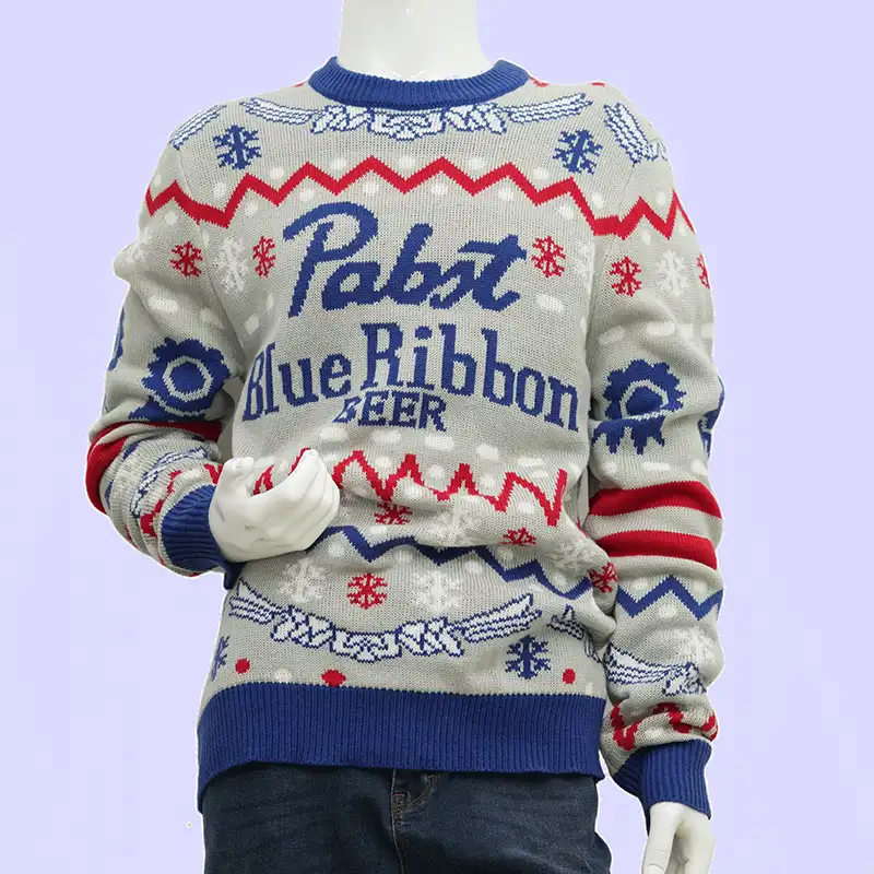 Back view of a branded promotional Christmas sweater