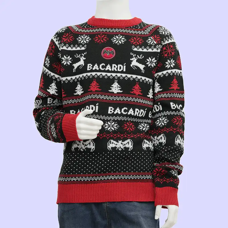 Front view custom corporate Christmas sweater