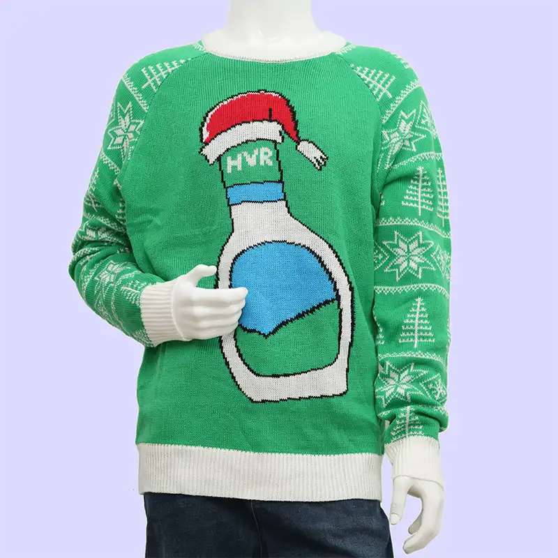 Front view ugly Christmas sweater bulk with logo option