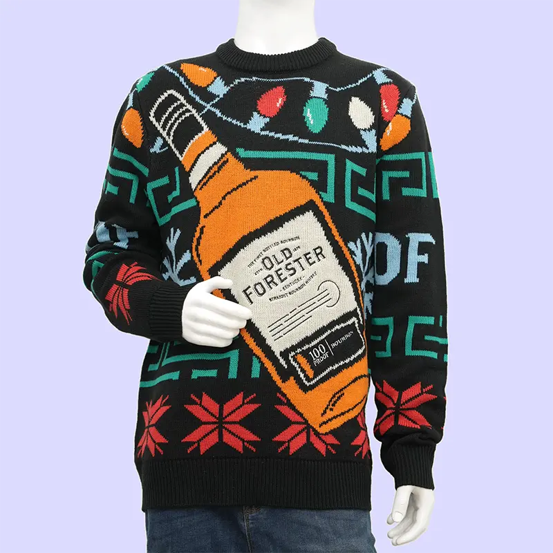 Corporate Christmas sweater layout with company logo placement