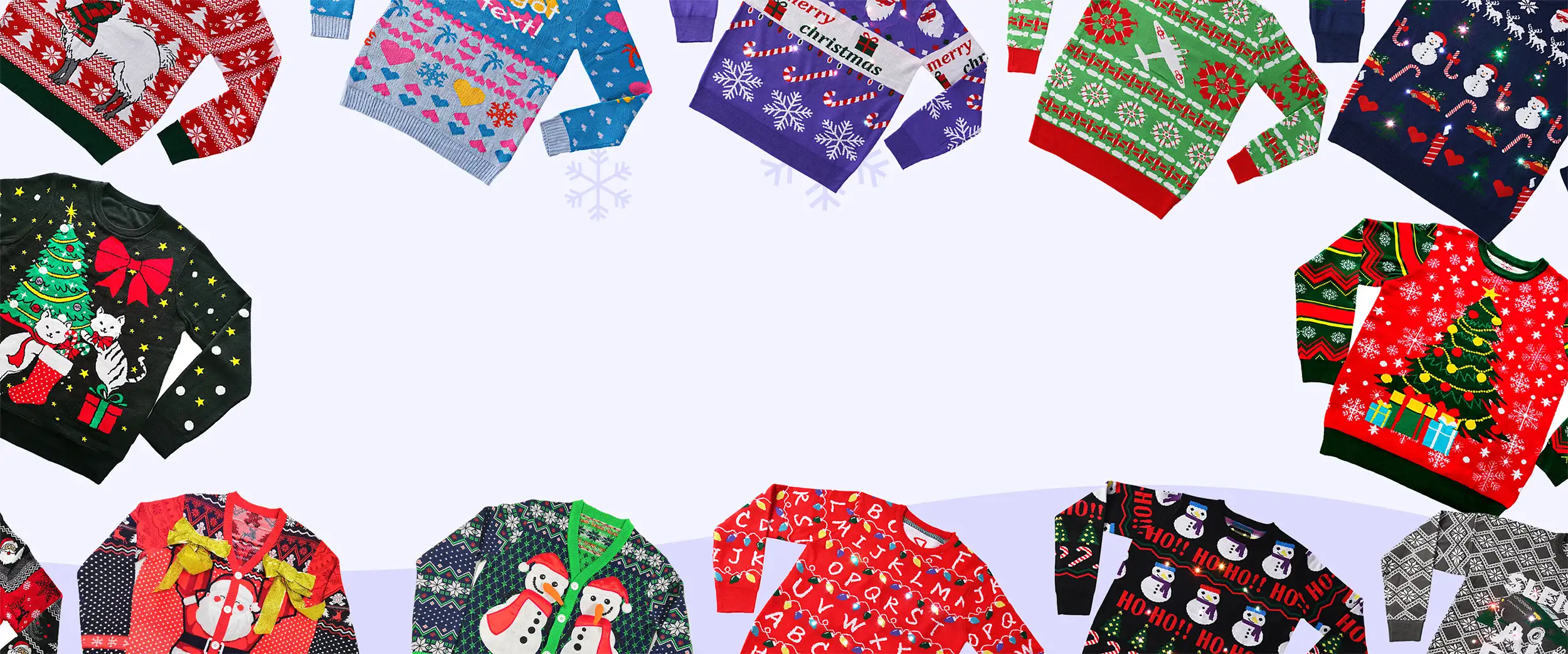 Showcase of custom knitted products made for brands by XmasWise manufacturer