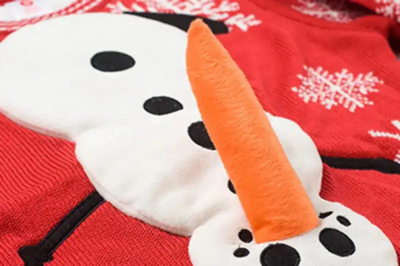 3D effect embroidery on custom Christmas sweater