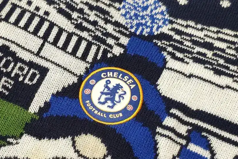 Emblem embroidery on custom Christmas sweater