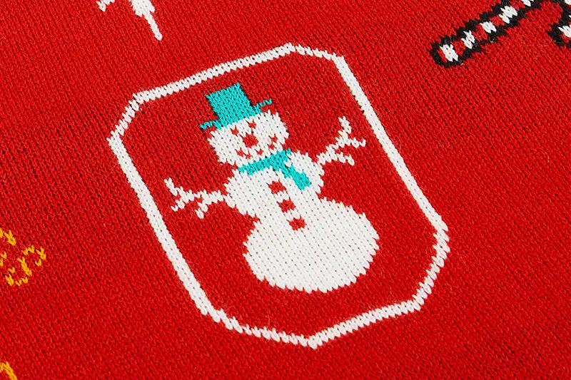 Jacquard knitting technique on custom Christmas sweater