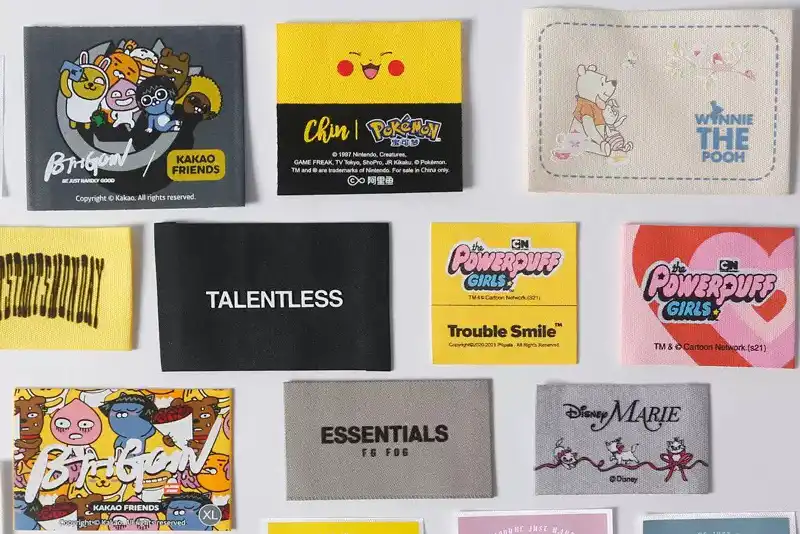 Custom main labels for branded Christmas sweaters and knitwear manufacturing